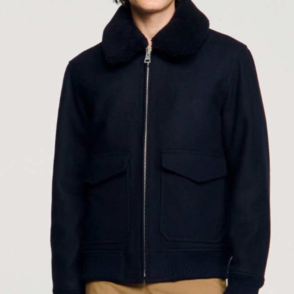 SANDRO WOOL AVIATOR JACKET